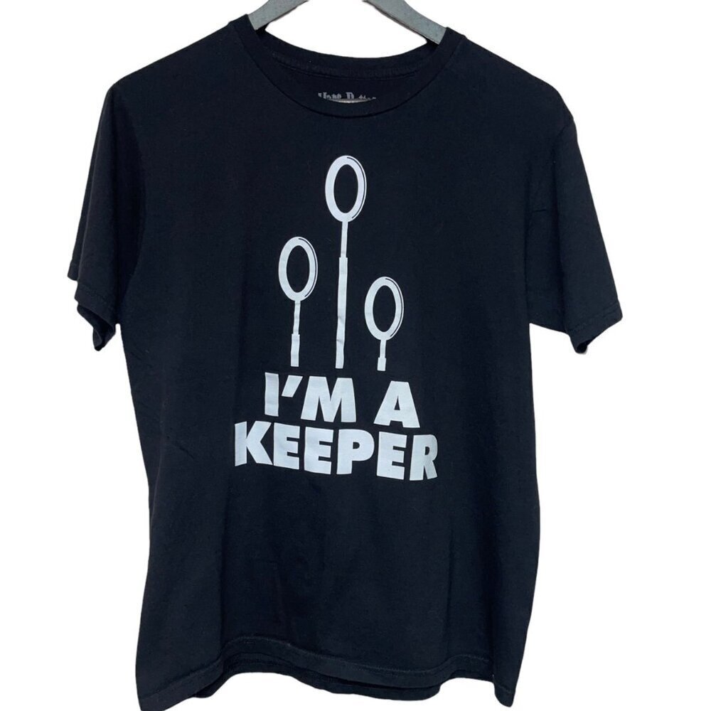 Harry Potter I'm A Keeper Quidditch Black Short Sleeve T-Shirt Shirt Size Medium